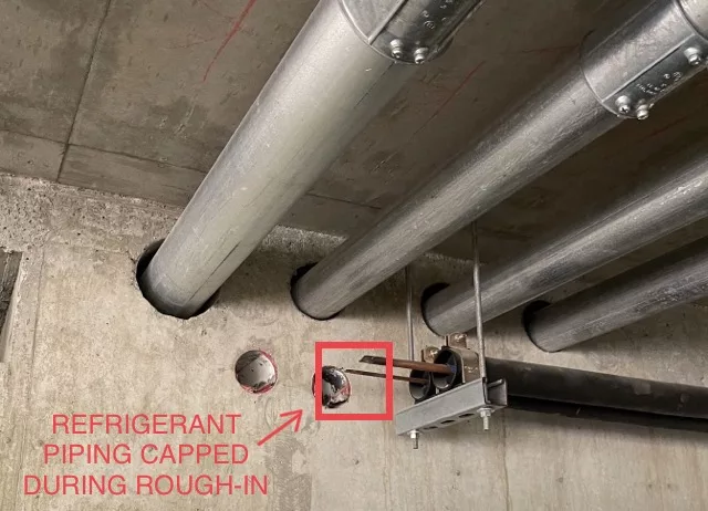 HVAC contractors or pipe fitters need to cap the end of their refrigerant piping so no contaminants can enter. 